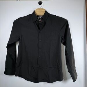 RSVLTS Men's BlacK Solid Long Sleeve Button Up Dress Kunuflex Stretch Sz Med‎